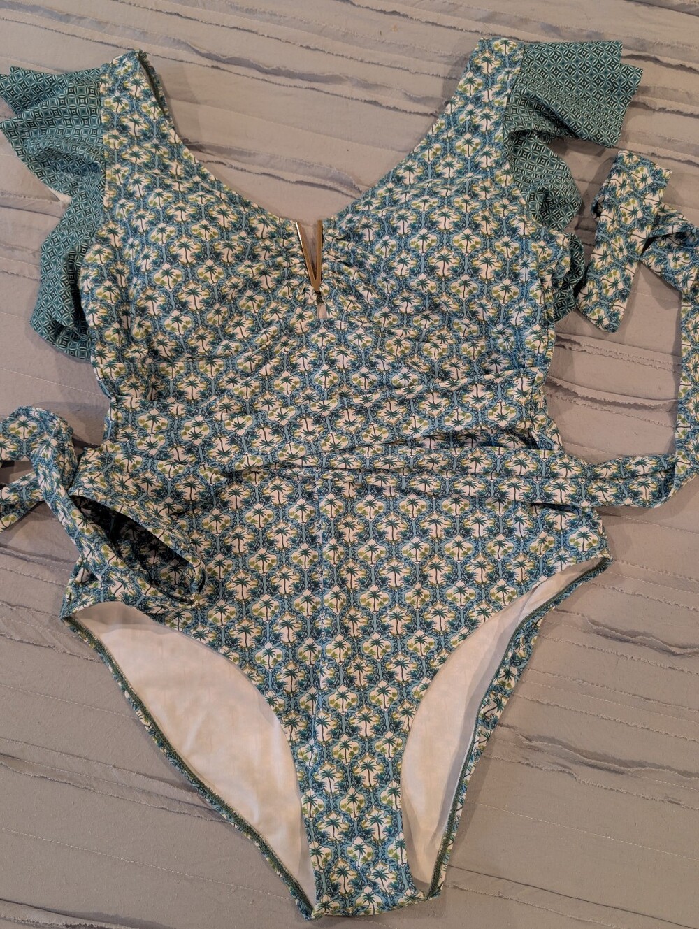 Chic Soul Blue Green Palm One-Piece Swimsuit